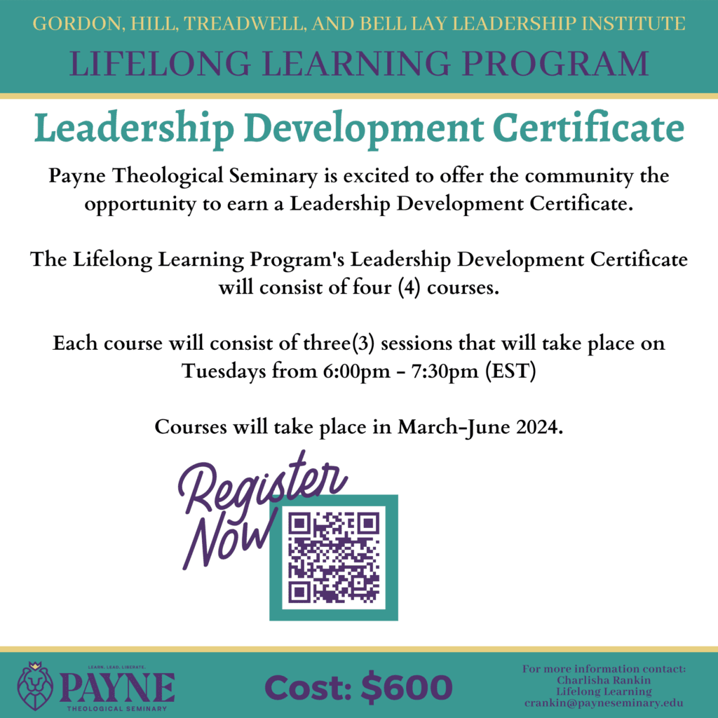 Leadership Development Certificate MarchJune 2024 Payne Theological